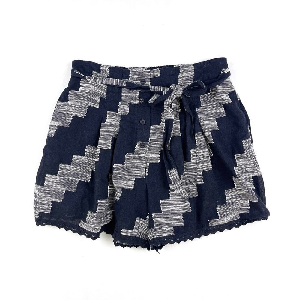 Anthropologie Skies Are Blue Button Front Waist Tie Shorts